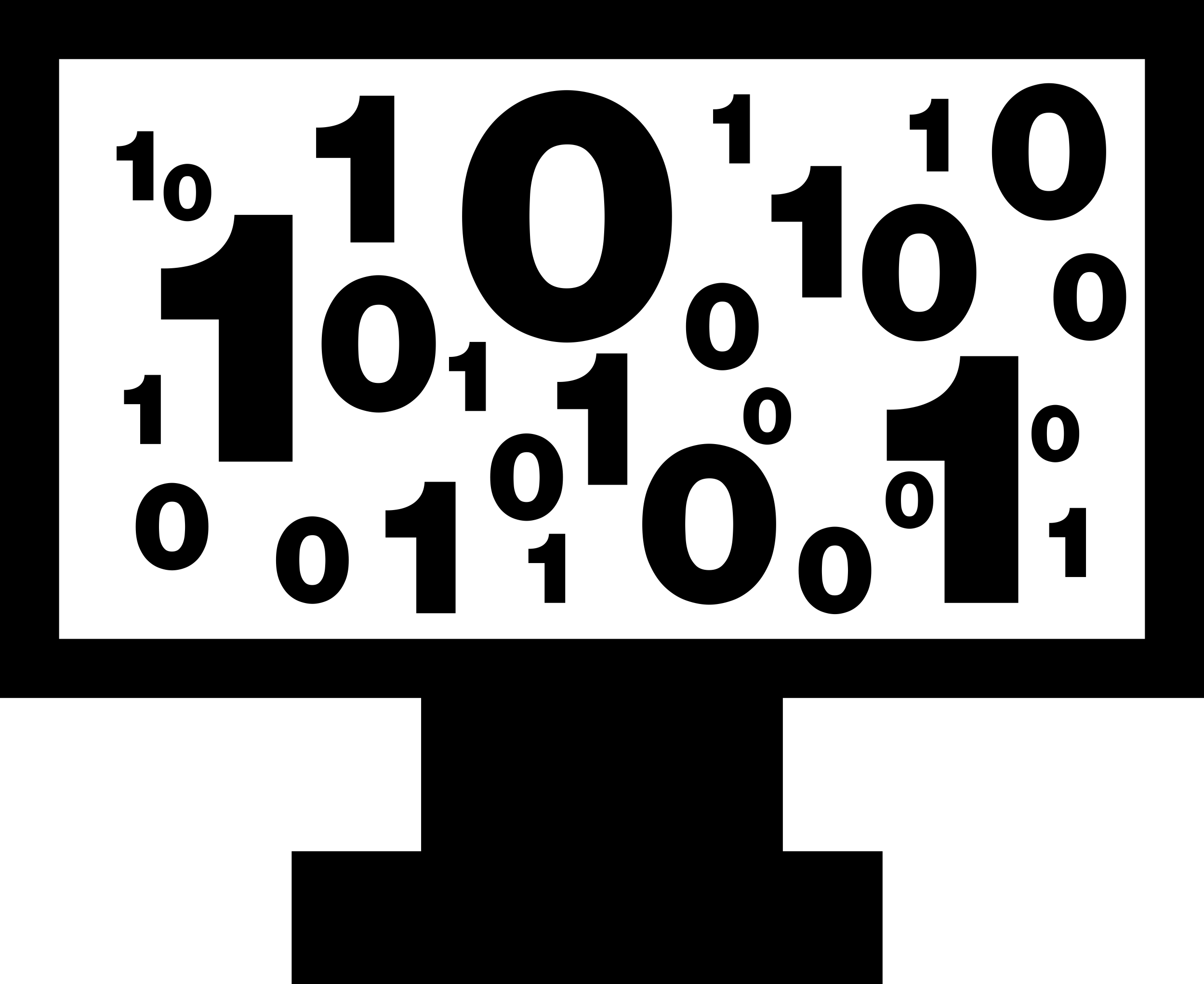 Binary Code Numbers On Monitor Screen Silhouette Cutting Svg Files Free Vectors